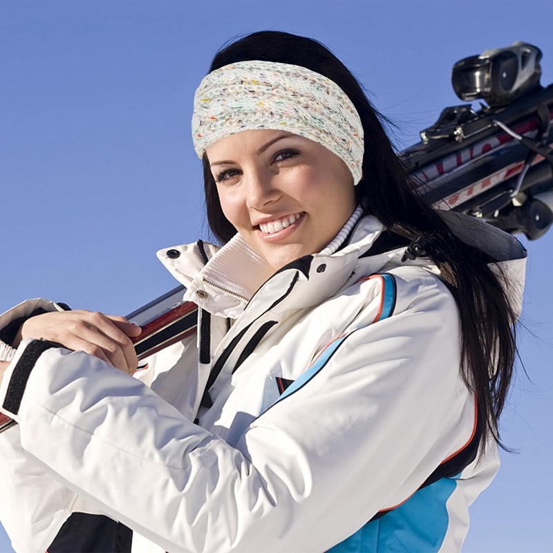 Cavetee Headbands, 2 Pieces Winter Hairbands for Women - Warm Wool Ear Muffs, Crochet Headbands for Women, Elastic for Women Girls - Image 3